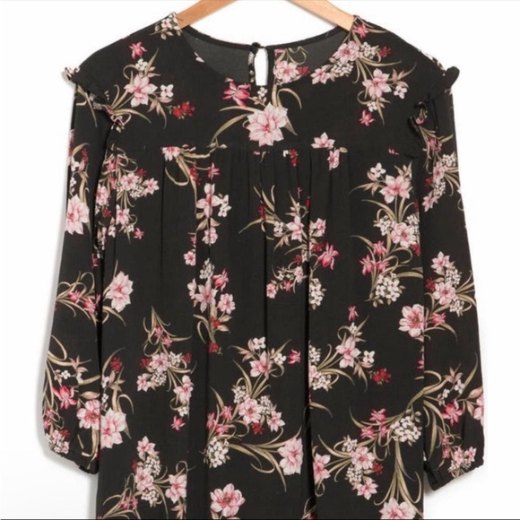 New BCBGeneration Floral Ruffle Smock Trapeze Dress Size 14 - Picture 4 of 8